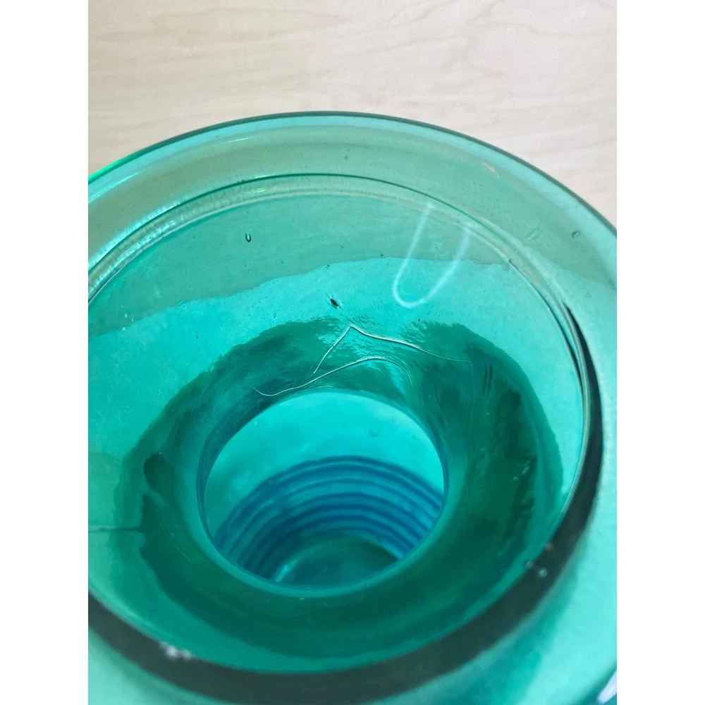 Beautiful Large Glass‎ Vase Emerald Green Hand Blown Made in Spain 12in Decorate